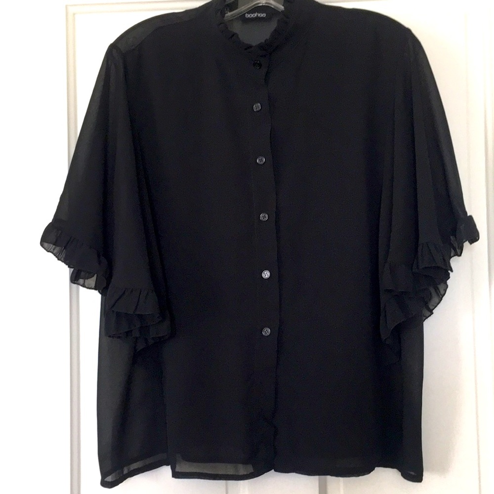 Boohoo Ruffle Sleeve Blouse
